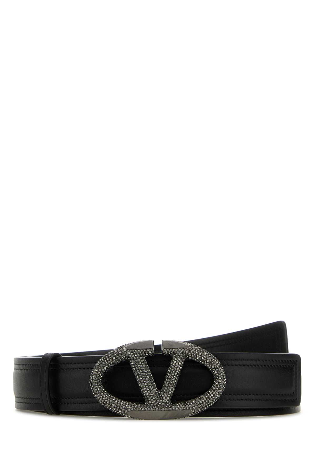 Black Leather Vlogo The Bold Edition Belt Neroblackdiamond Exterior: Cinture