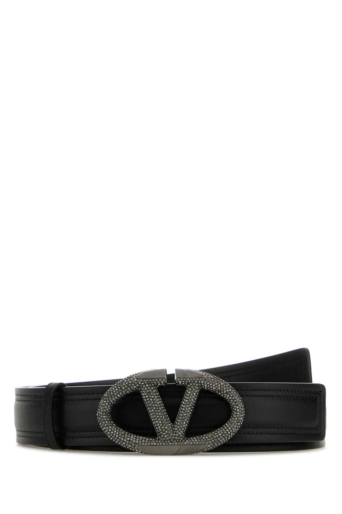 Black Leather Vlogo The Bold Edition Belt Neroblackdiamond Exterior: Cinture