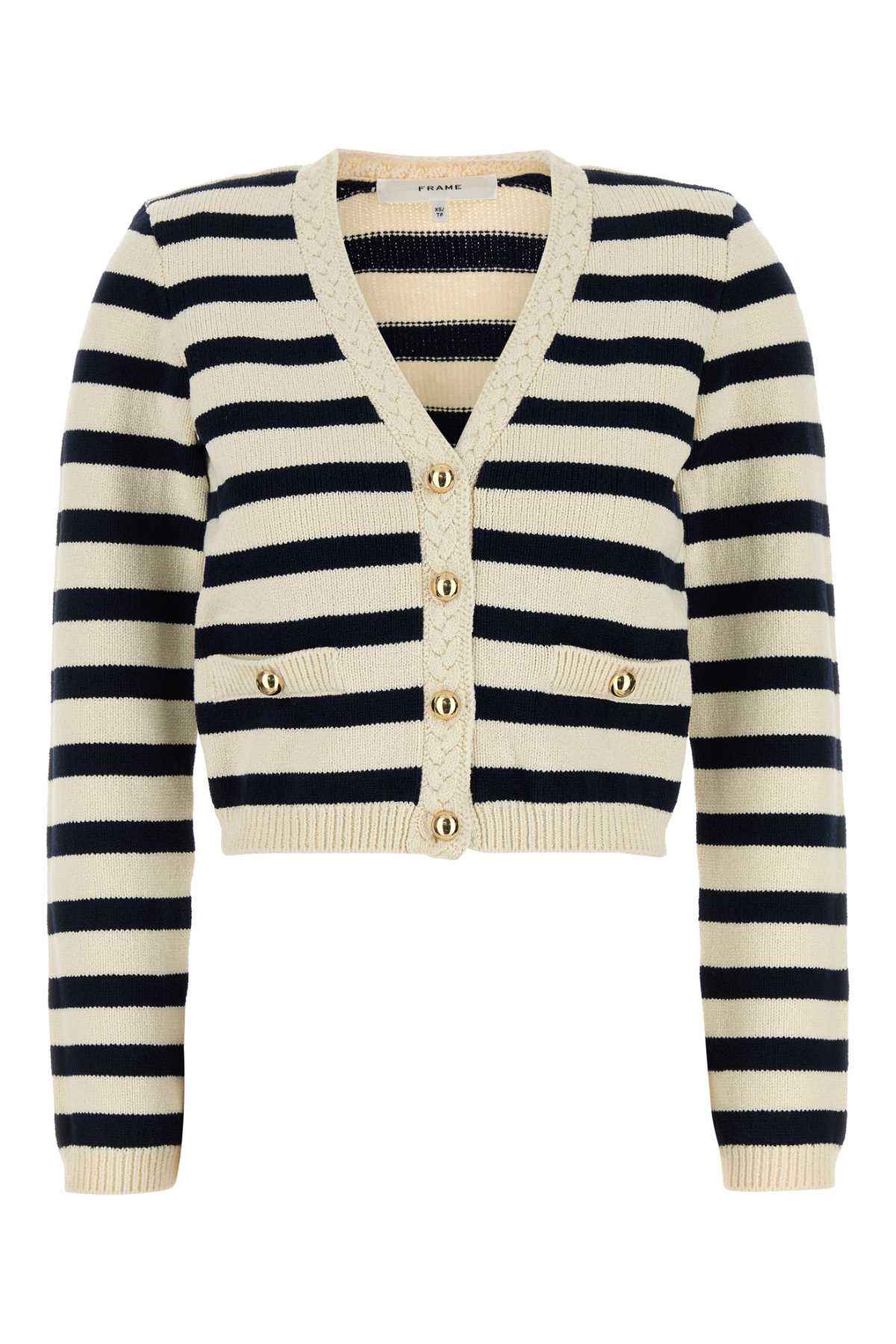 Embroidered Cotton Blend Cardigan Navymultinamu Exterior: Polyester Maglieria