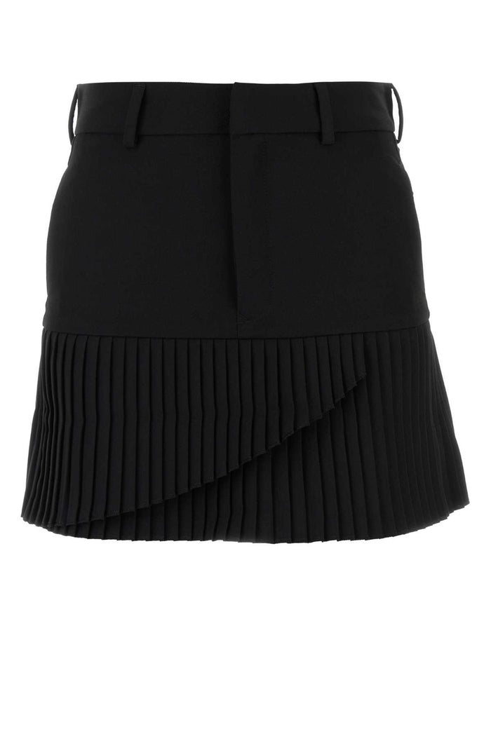 Black Stretch Twill Mini Skirt Gonne