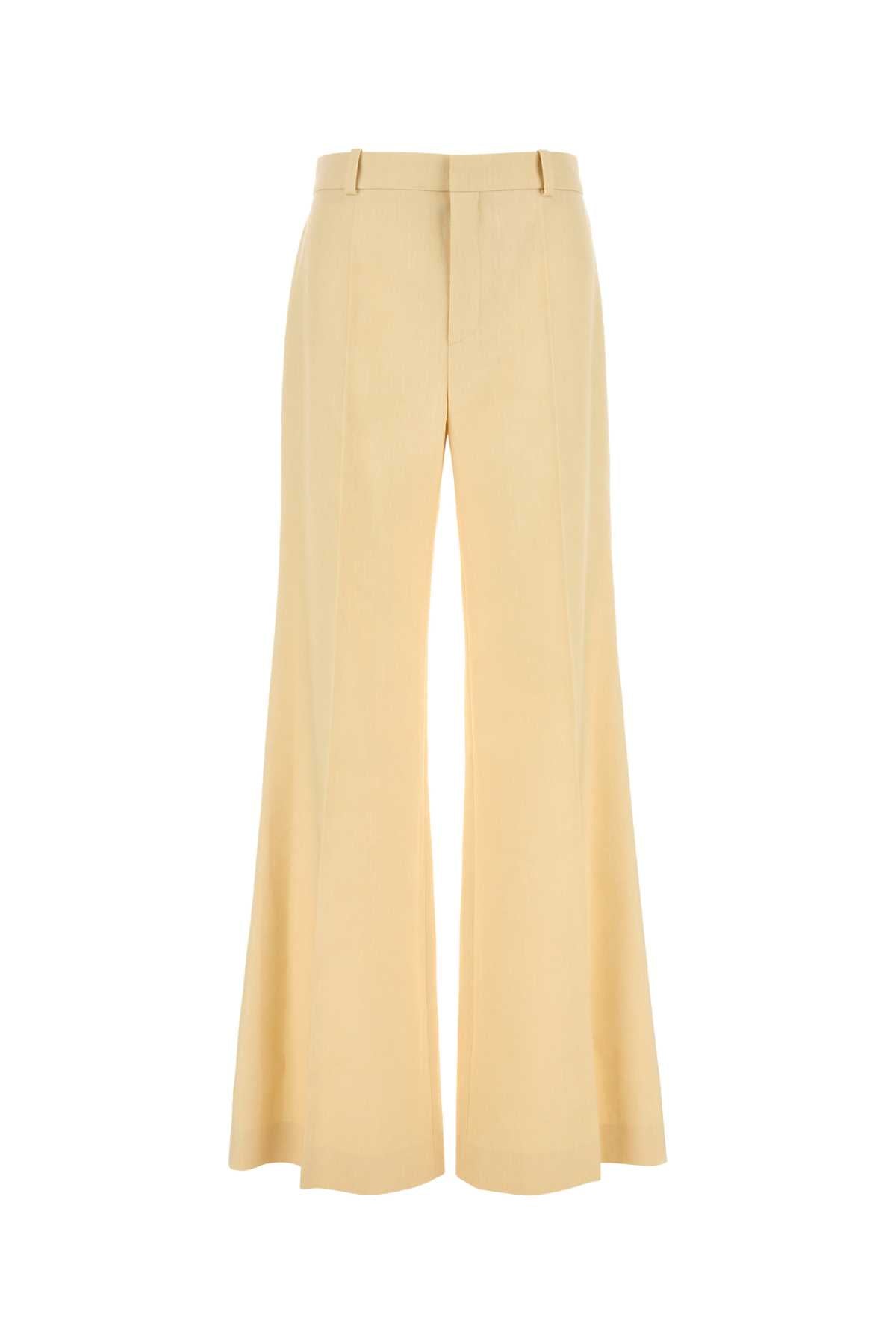 Cream Canvas Wide-Leg Pant Strawbeige Exterior: Hemp Virgin Wool Pantaloni