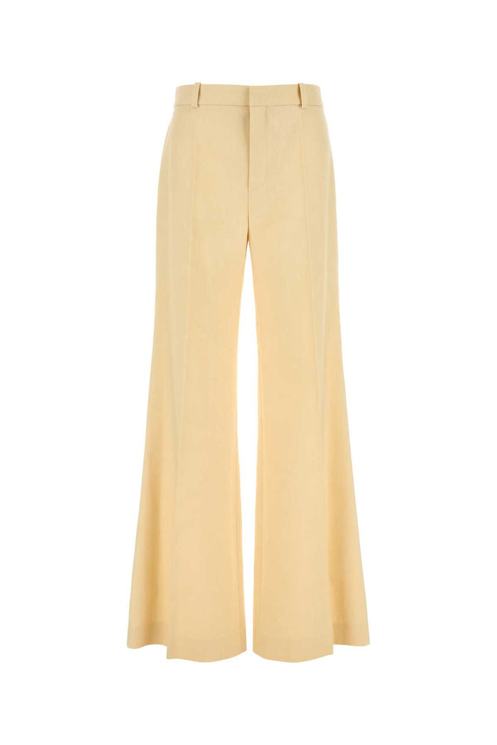 Cream Canvas Wide-Leg Pant Strawbeige Exterior: Hemp Virgin Wool Pantaloni