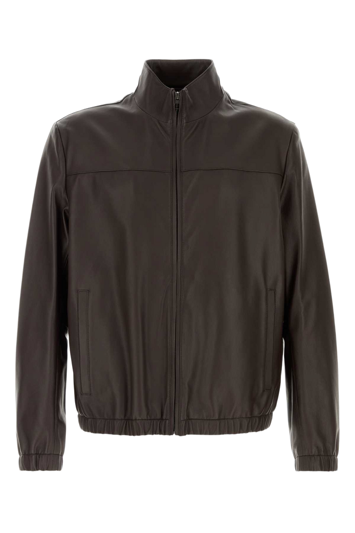 Brown Leather Jacket Mediumbrown Exterior: Giacche E Gilet