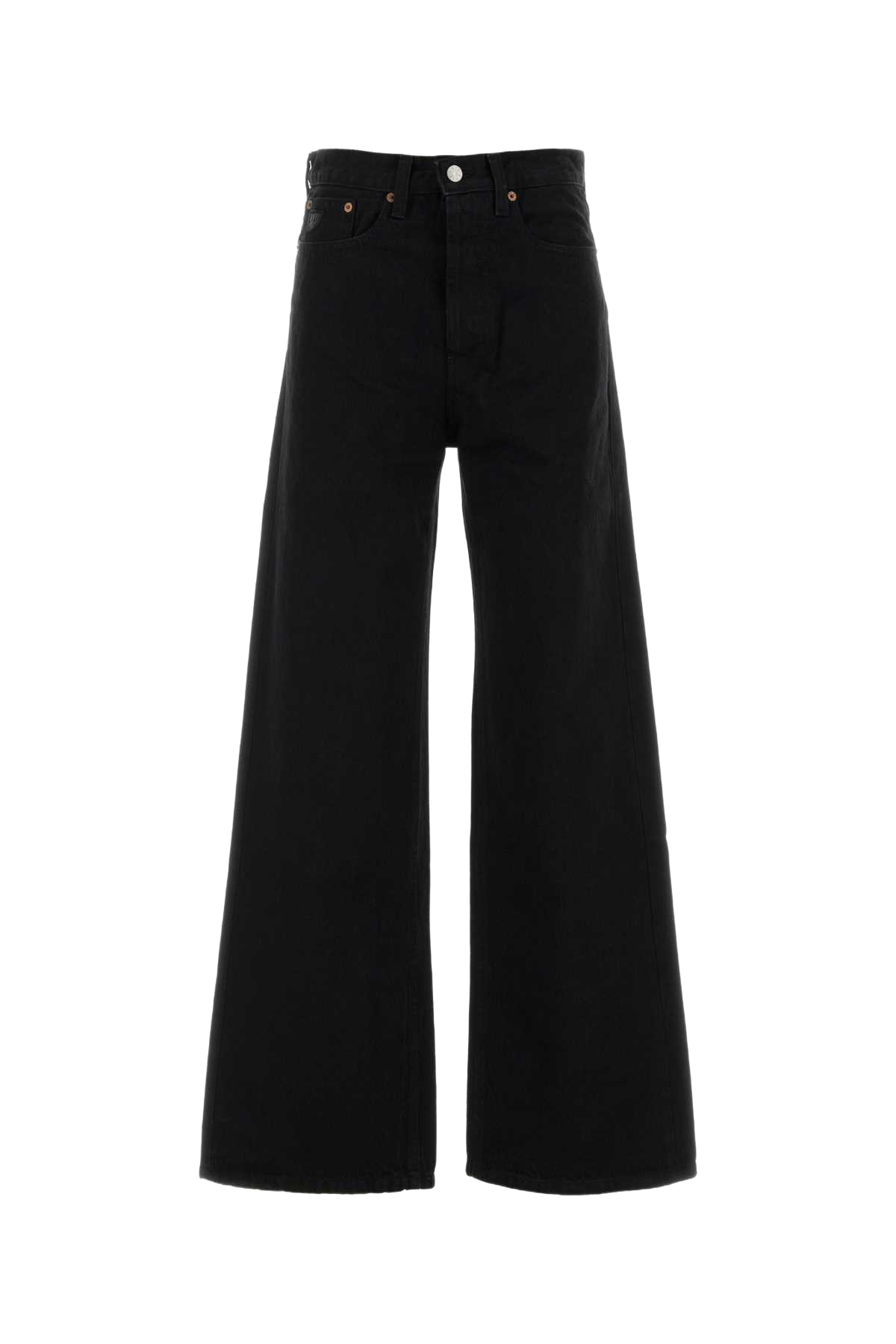Black Denim Skater Wide-Leg Jeans Rinse