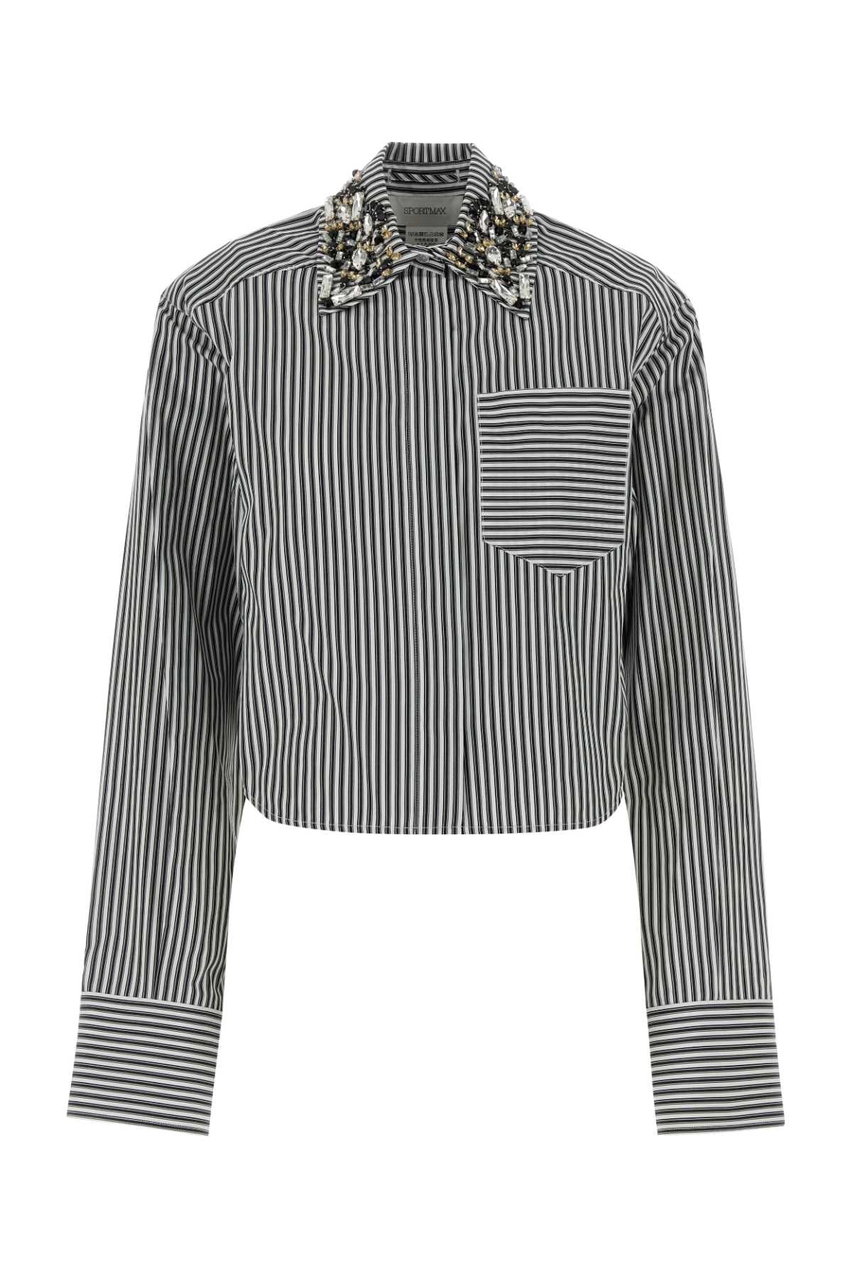 Embroidered Poplin Quagga Shirt Nero Exterior: Cotton Camicie
