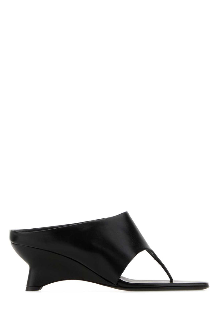 Black Leather Marlow Thong Mules Sandali