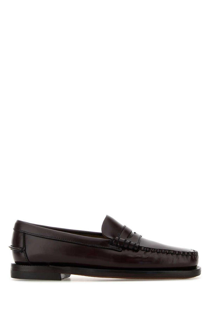 Dark Brown Leather Classic Dan Loafers Brownburgundy Mocassini
