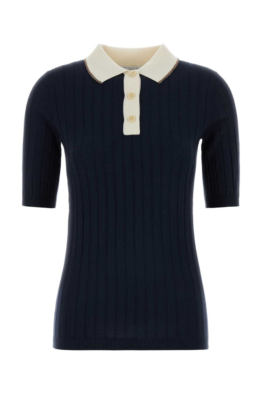 Brunello Cucinelli 90% Virgin wool polo shirt in navy