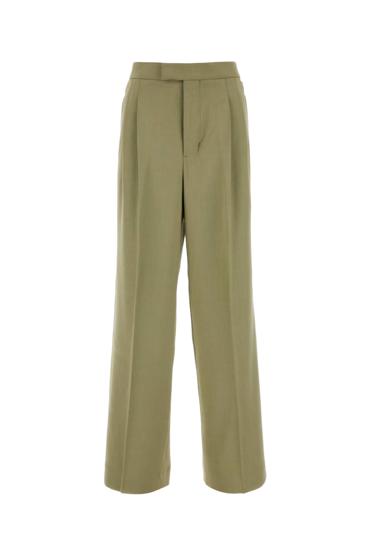 Sage Green Viscose Blend Pant Olive Exterior: Virgin Wool Pantaloni