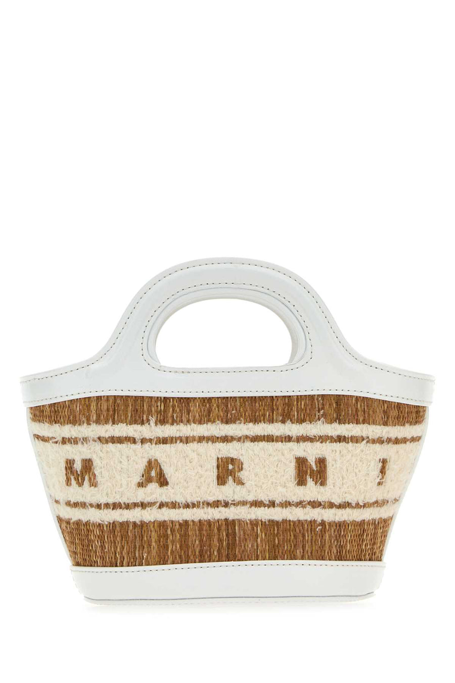 Marni Micro Exterior: 100% Raffia top handle bag in white