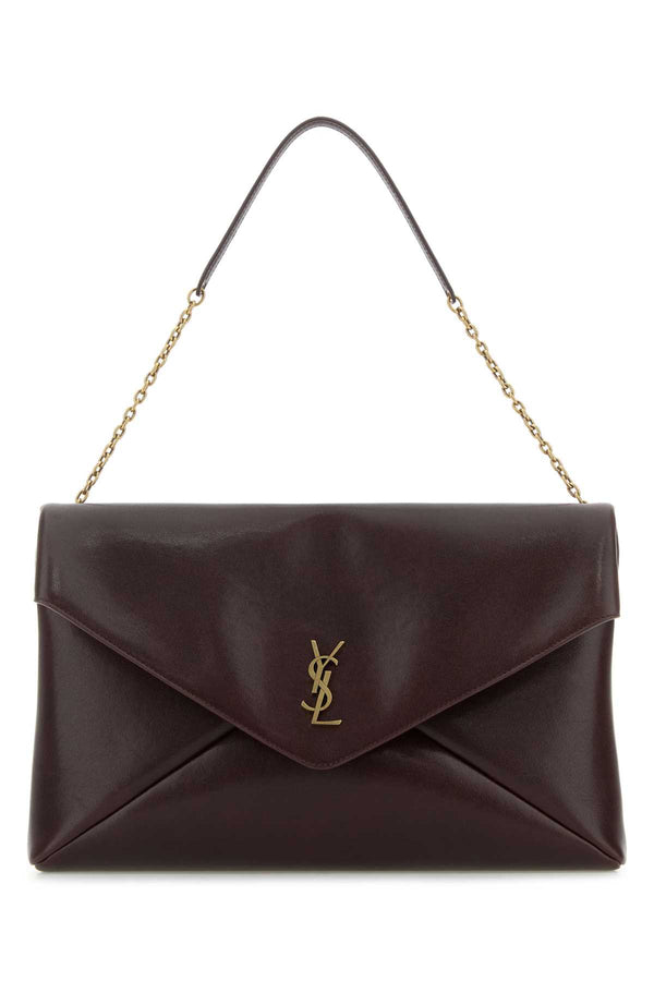 Saint Laurent Envelope Exterior: 100% Calf; Lining: 100% Leather; Finishing: Golden brass shoulder bag in purple
