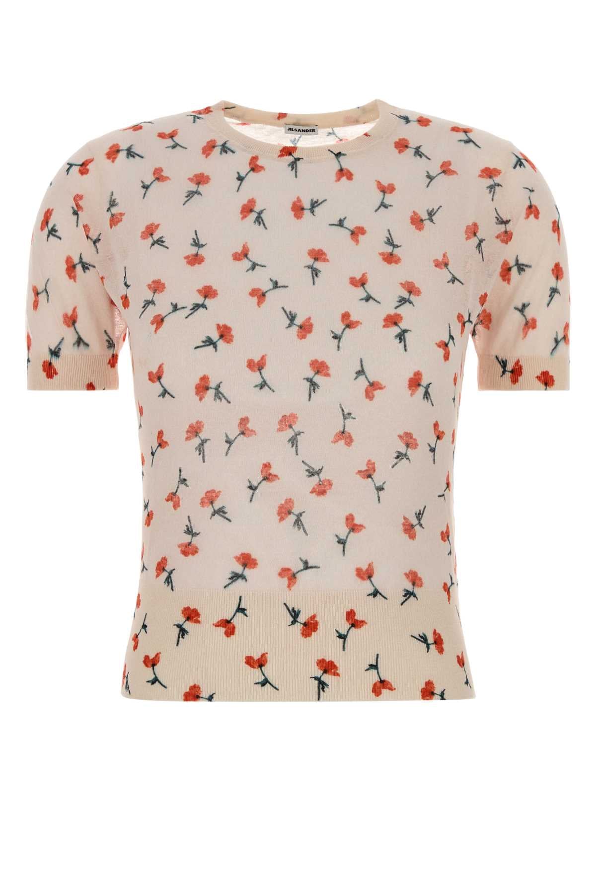 Printed Cotton Blend T-Shirt Pink Salt Exterior: Nylon