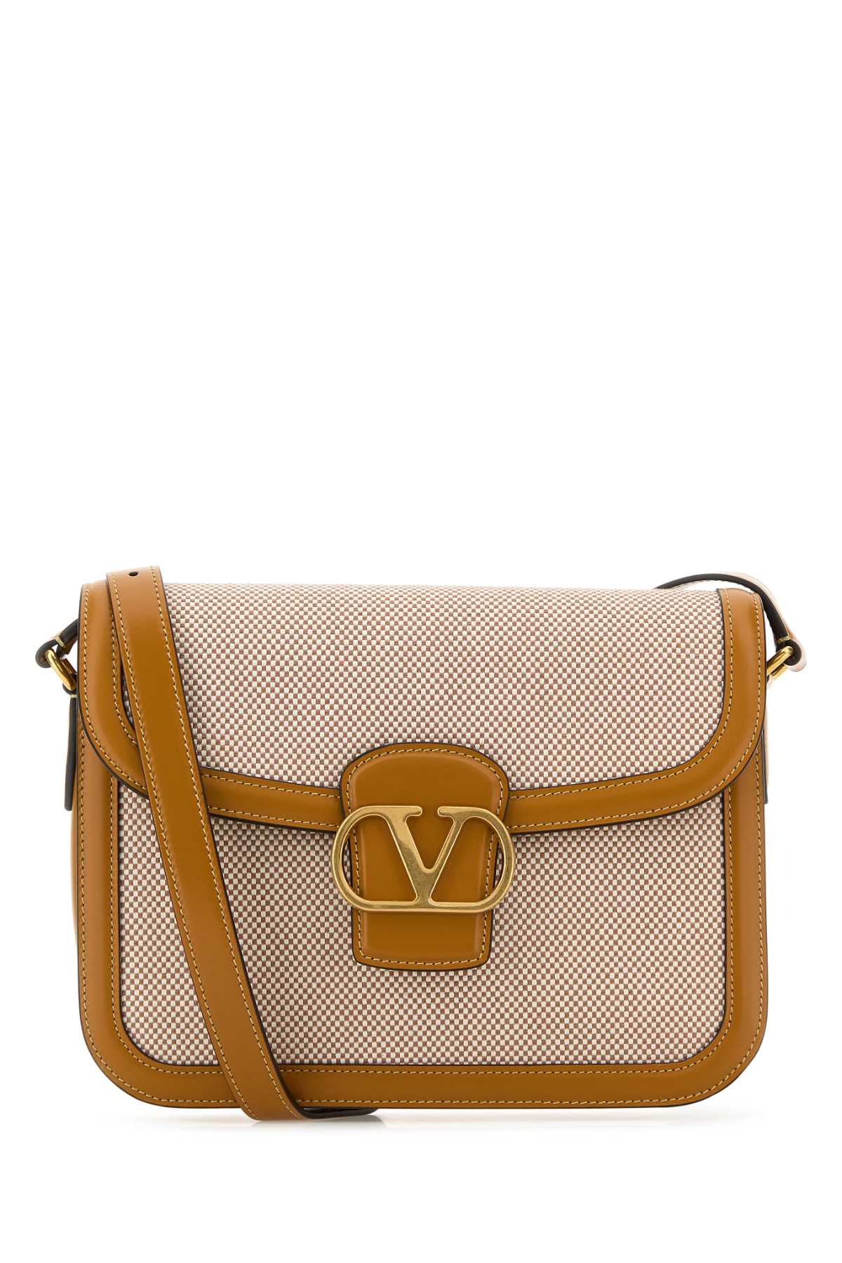 Two-Tone Canvas And Leather 9to5 Shoulder Bag Naturaletobaccogoldencuir Borse A Tracolla
