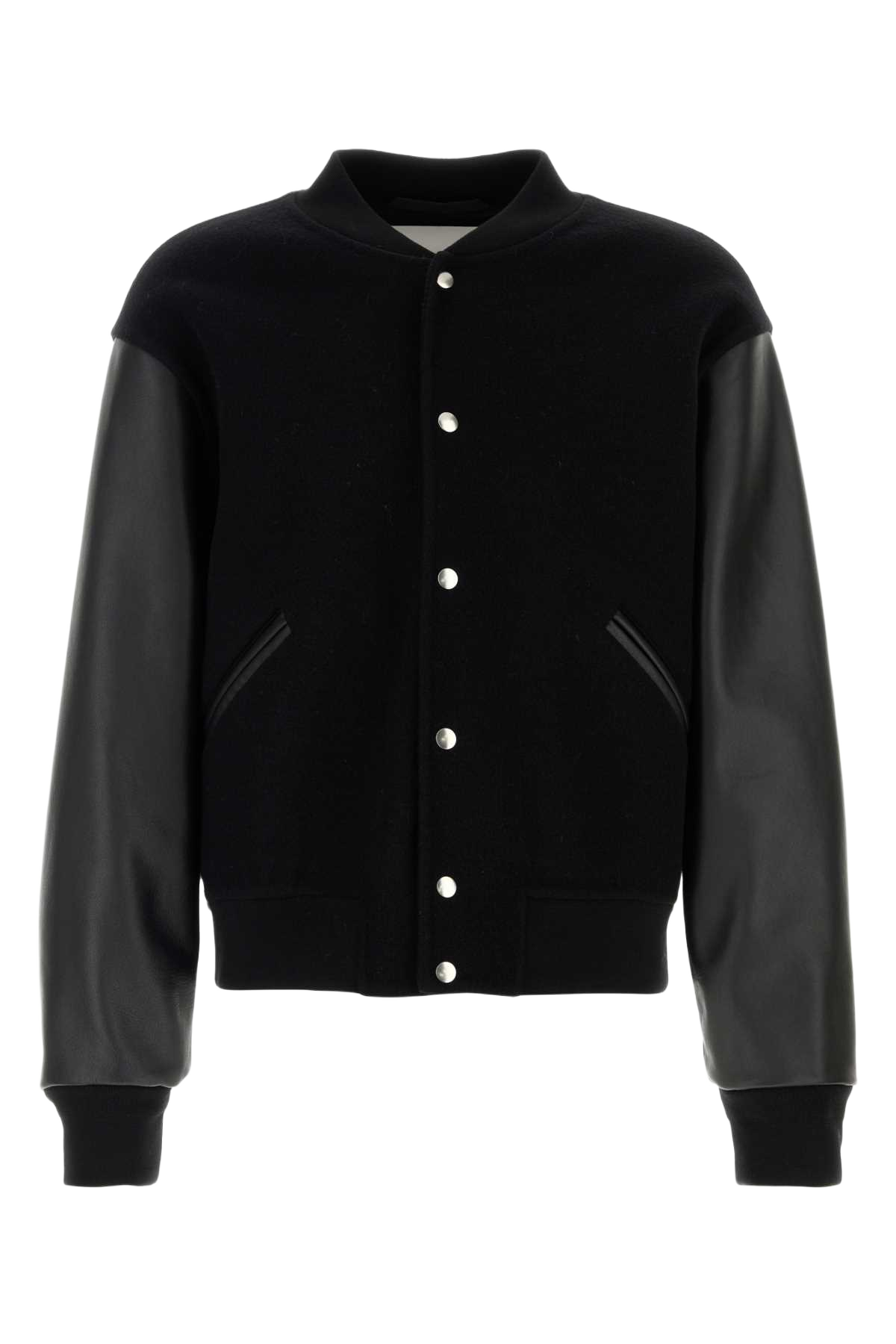 Black Wool Bomber Jacket Exterior: Virgin Giubbini