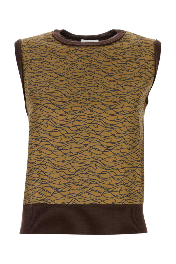 Ferragamo Expresso Exterior 1: 100% Silk; Exterior 2: 100% Virgin Wool sweater vest in brown