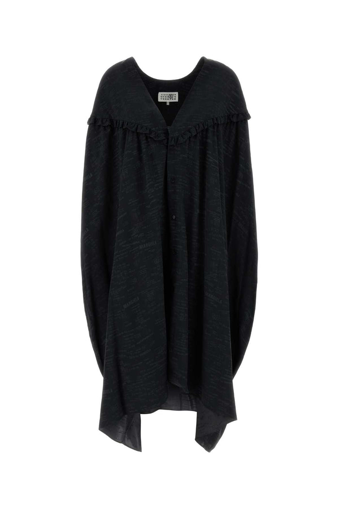 Black Jersey Shirt Dress Anthracite Acetato Viscosa Abiti