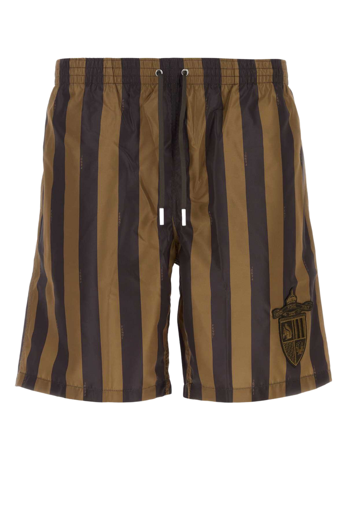 Printed Polyester Swimming Shorts Tabacco/moro Exterior: Costumi Da Bagno