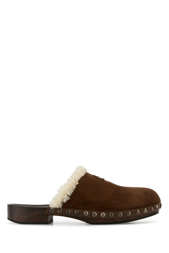 Brown Suede Clogs Cacao Scarpe Con Tacco