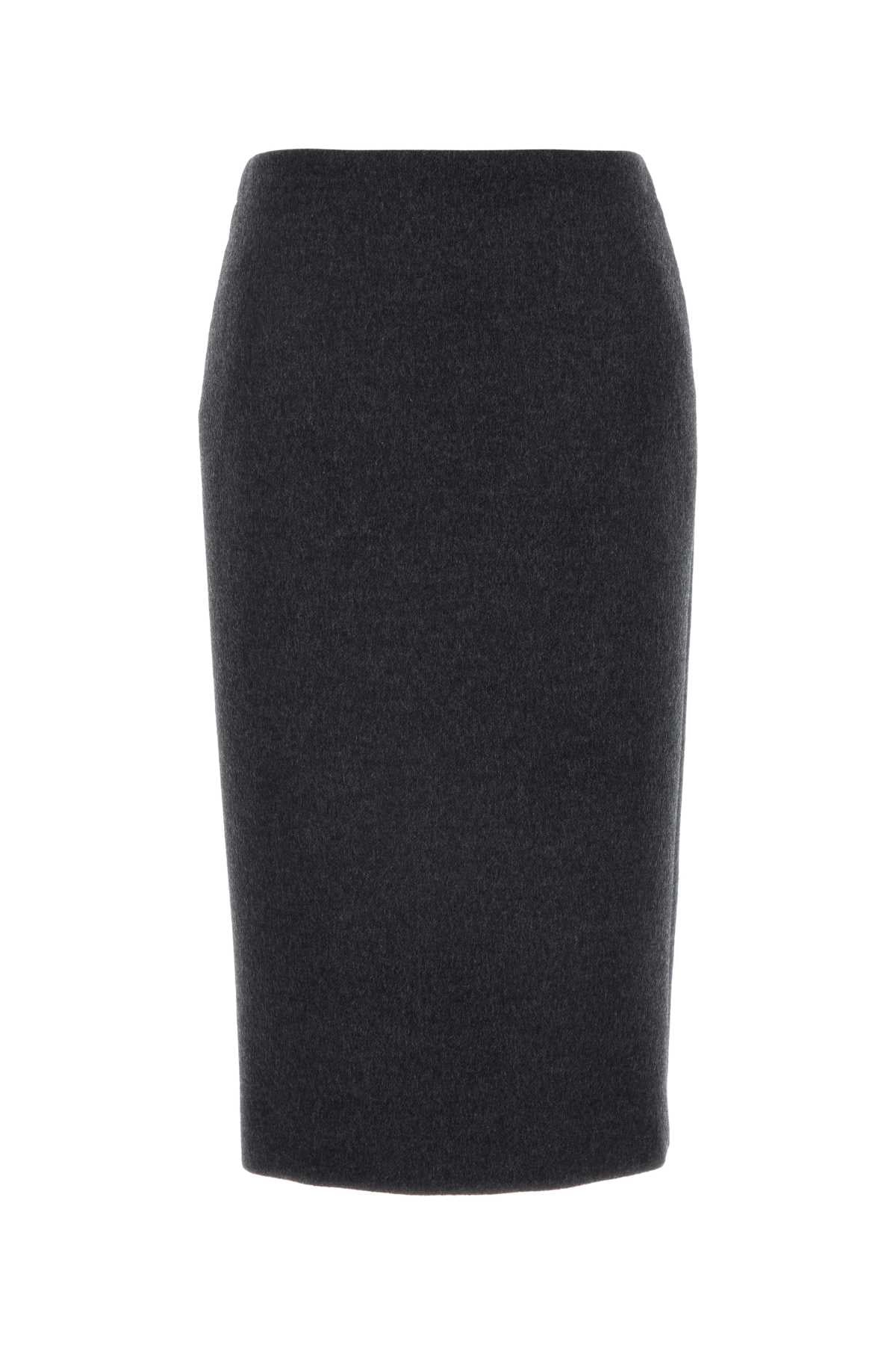 Charcoal Wool Blend Skirt Darkgreylightgrey Exterior: Silk Gonne