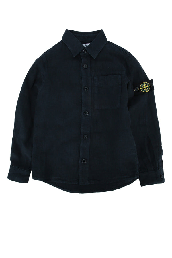 Stone Island Kids 100% Linen shirt in navy
