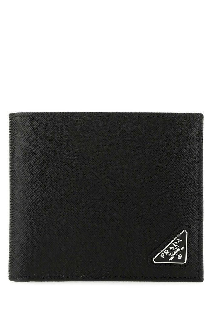 Black Leather Wallet F0002 Vitello Portafogli