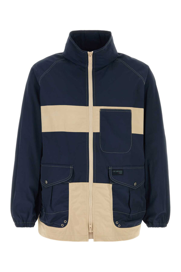 Two-Tone Nylon Jacket Blunavy Exterior: Giubbini