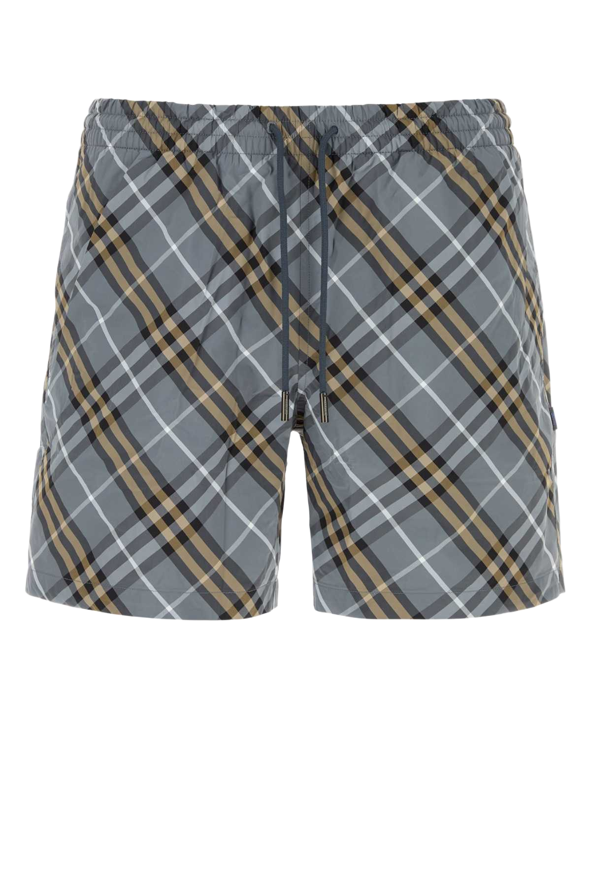 Printed Nylon Swimming Shorts Waveblueipcheck Costumi Da Bagno
