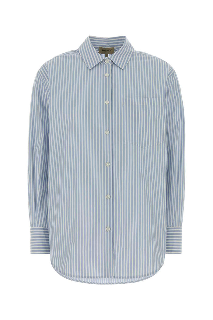 Embroidered Poplin Shirt Biancoblu Exterior: Cotton Camicie