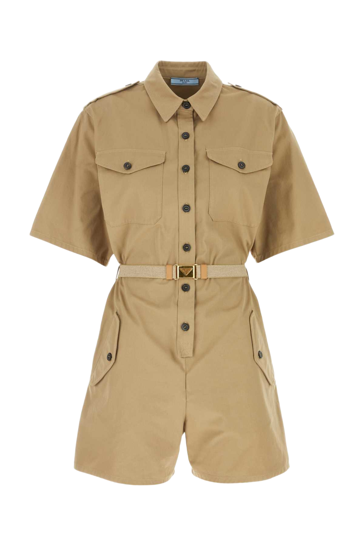 Khaki Cotton Jumpsuit Kaki Exterior: Tute