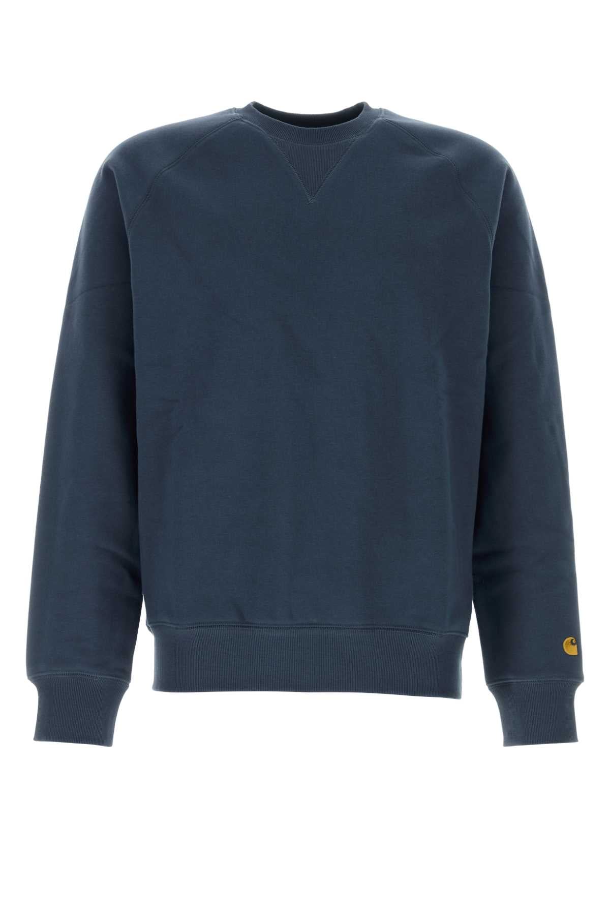 Navy Blue Cotton Blend Chase Sweat Duskybluegold Exterior: Polyester Felpe