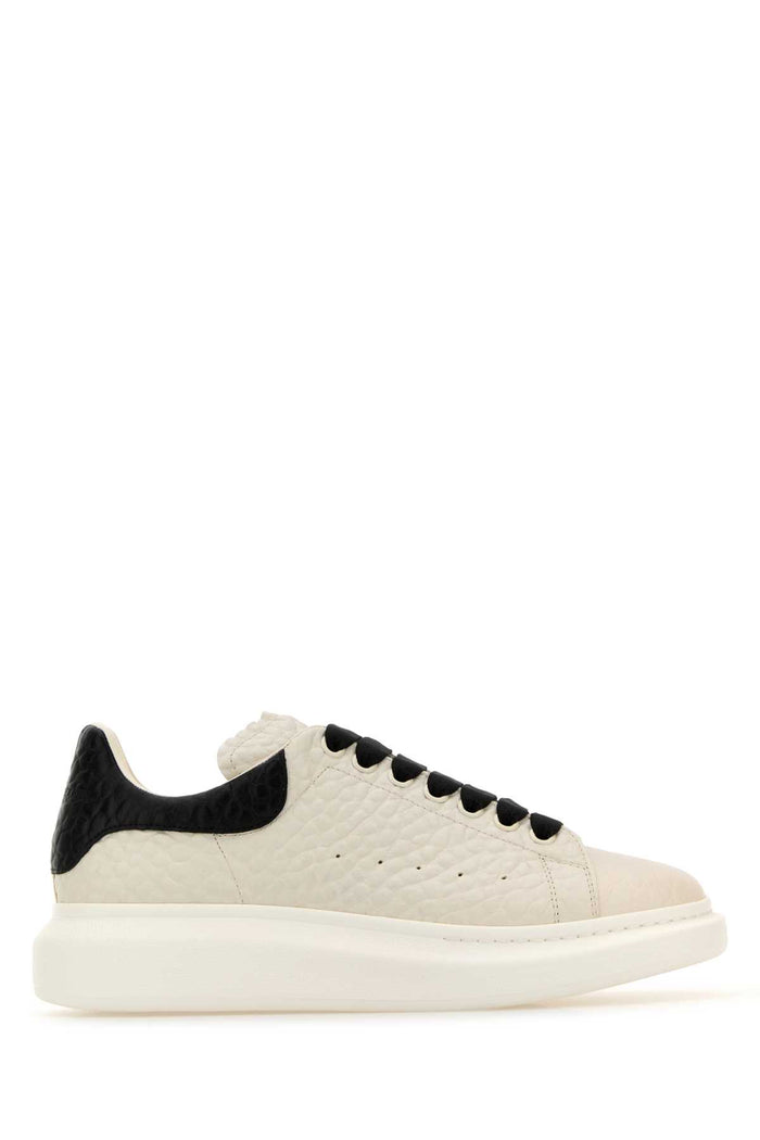 Whiteblk Leather Upper And Rubber Sole Sneaker