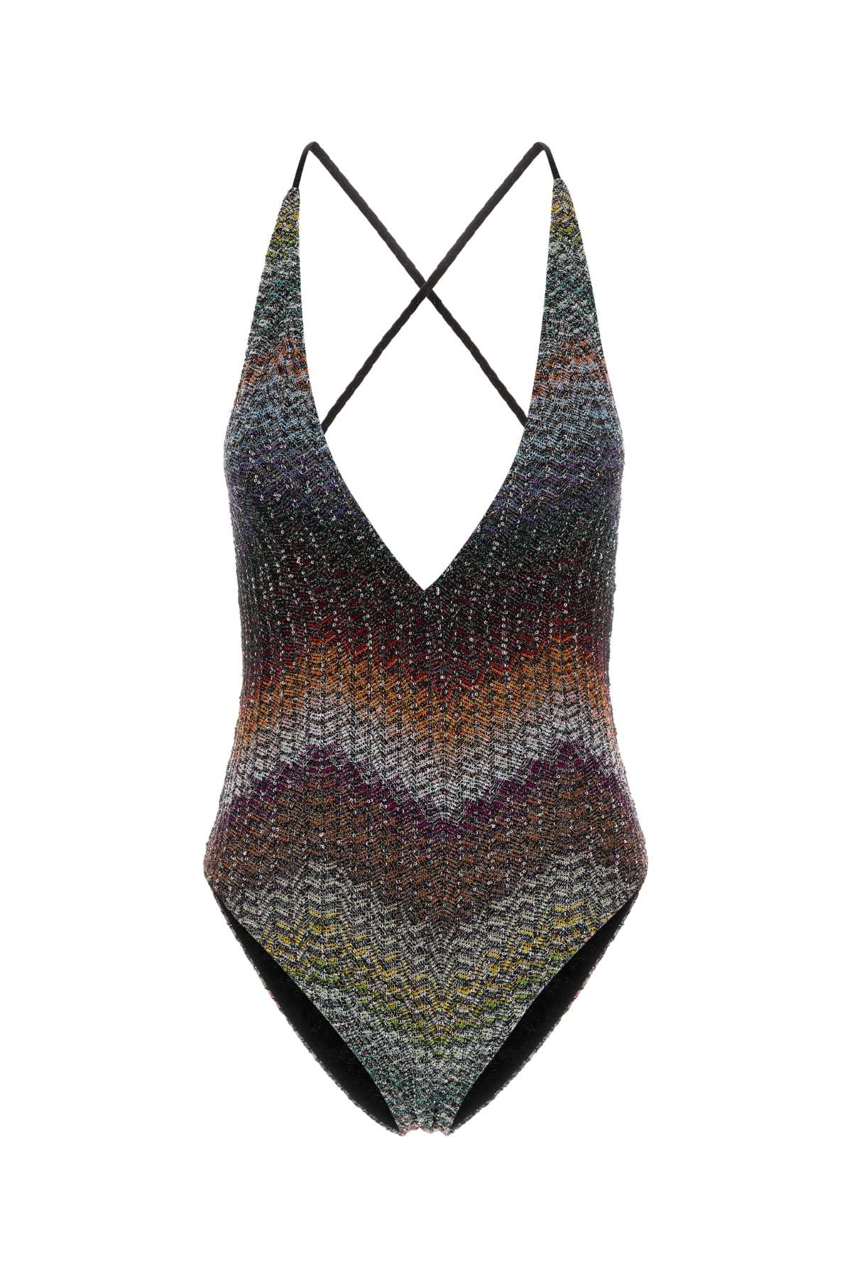 Embroidered Viscose Blend Swimsuit Multidark Abiti