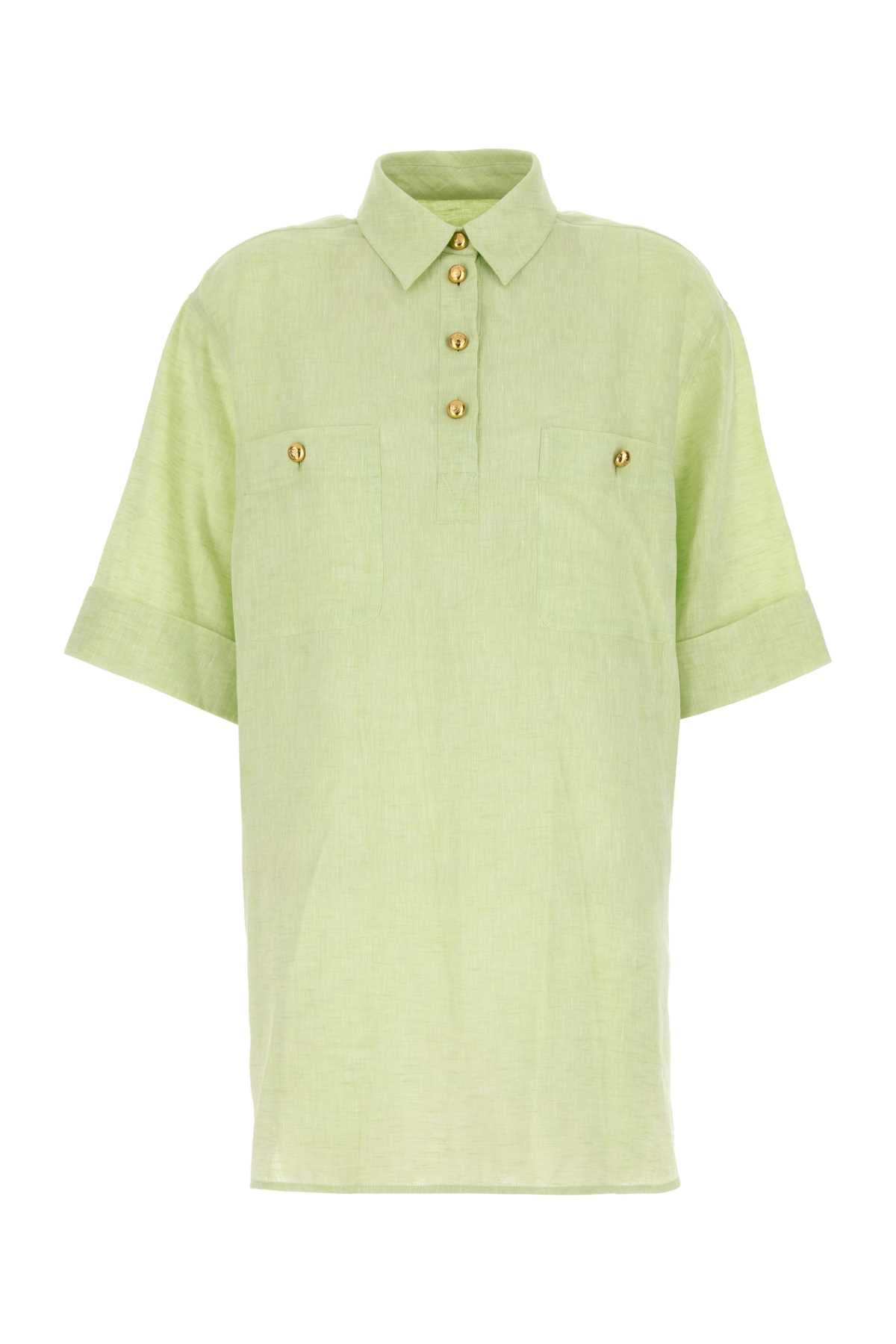Pastel Green Linen Blouse Clearmint Exterior: Maglie