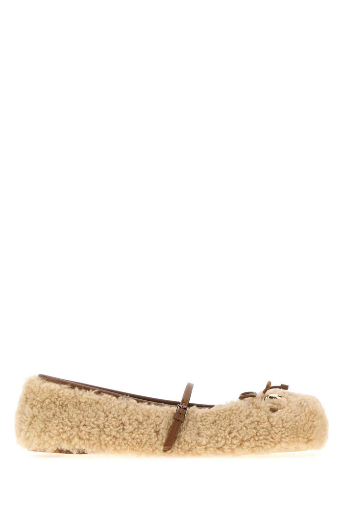 Beige Shearling Ballerinas 9546 Ballerine