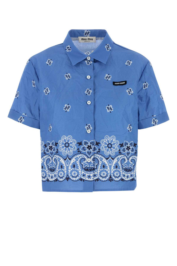 Printed Poplin Shirt Azzurrobianco Coli-trochusniloticus Camicie