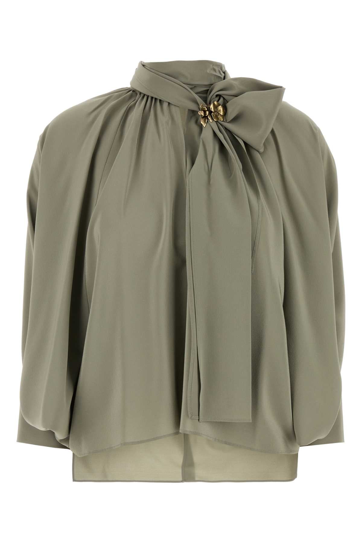 Sage Green Silk Leonida Blouse Verde Salvia Exterior: Maglie