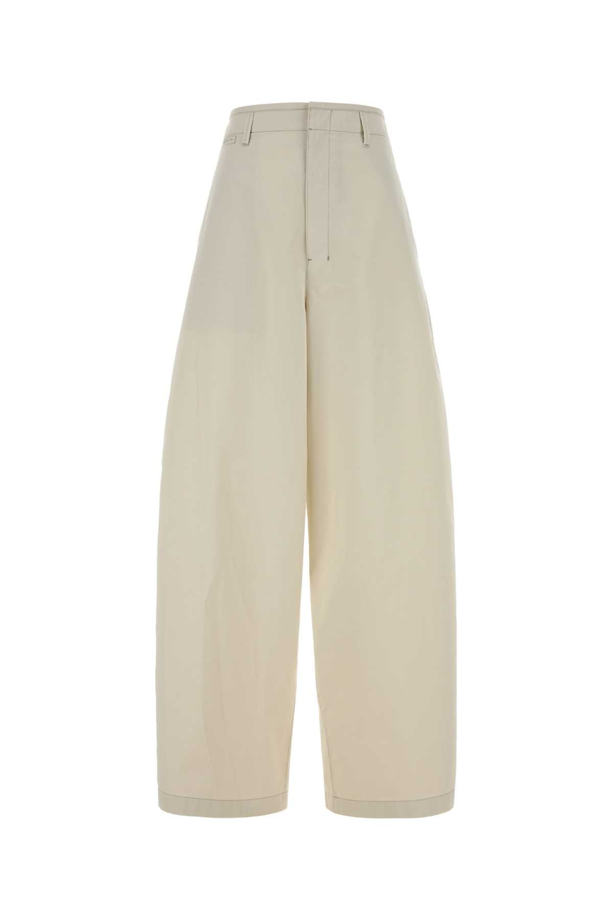 Ivory Cotton Wide-Leg Pant Ricepowder Exterior: Pantaloni