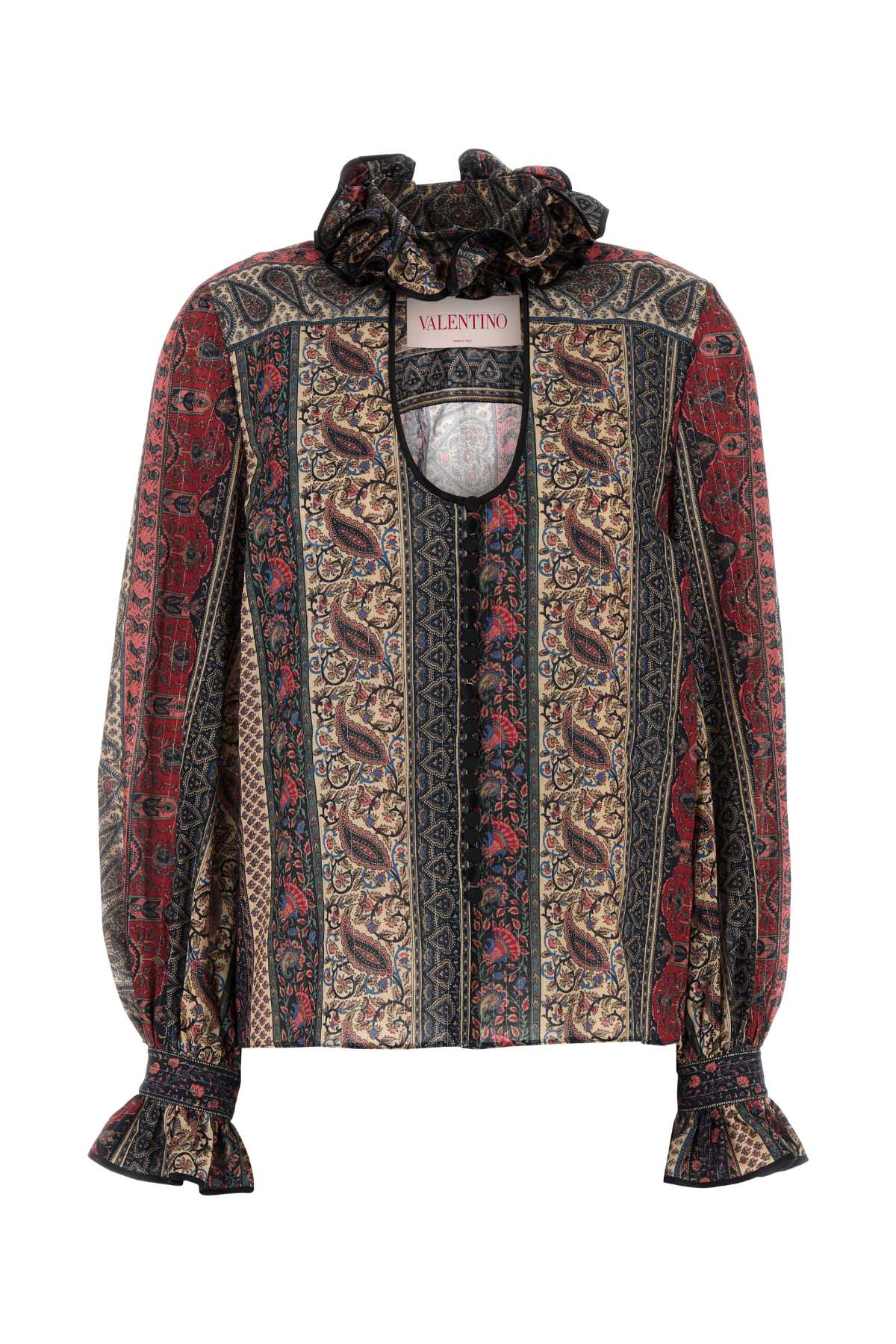 Printed Cotton Blend Blouse Multicolor Exterior: Polyester Maglie