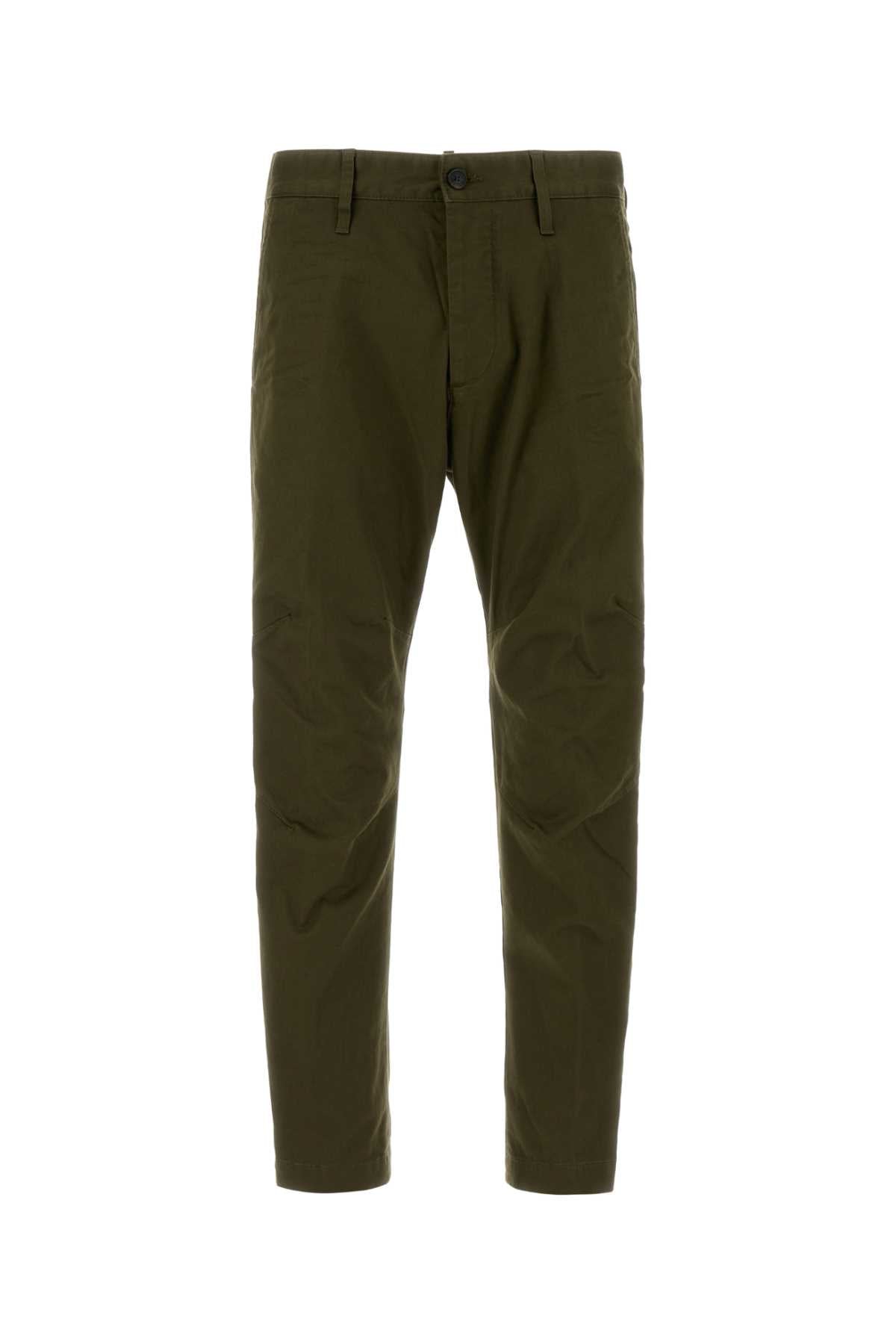 Olive Green Stretch Cotton Chino Pant Palmagreen Exterior: Elastane Pantaloni