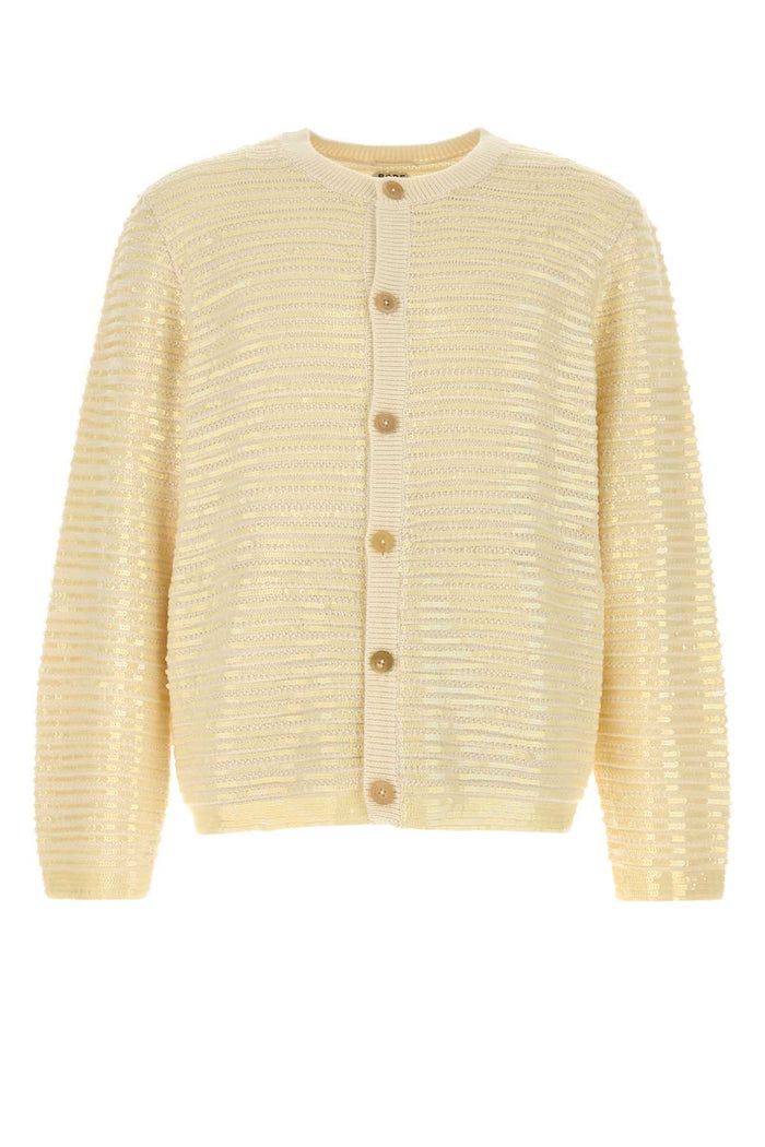 Embellished Wool Spotlight Cardigan Ivory Exterior: Maglieria
