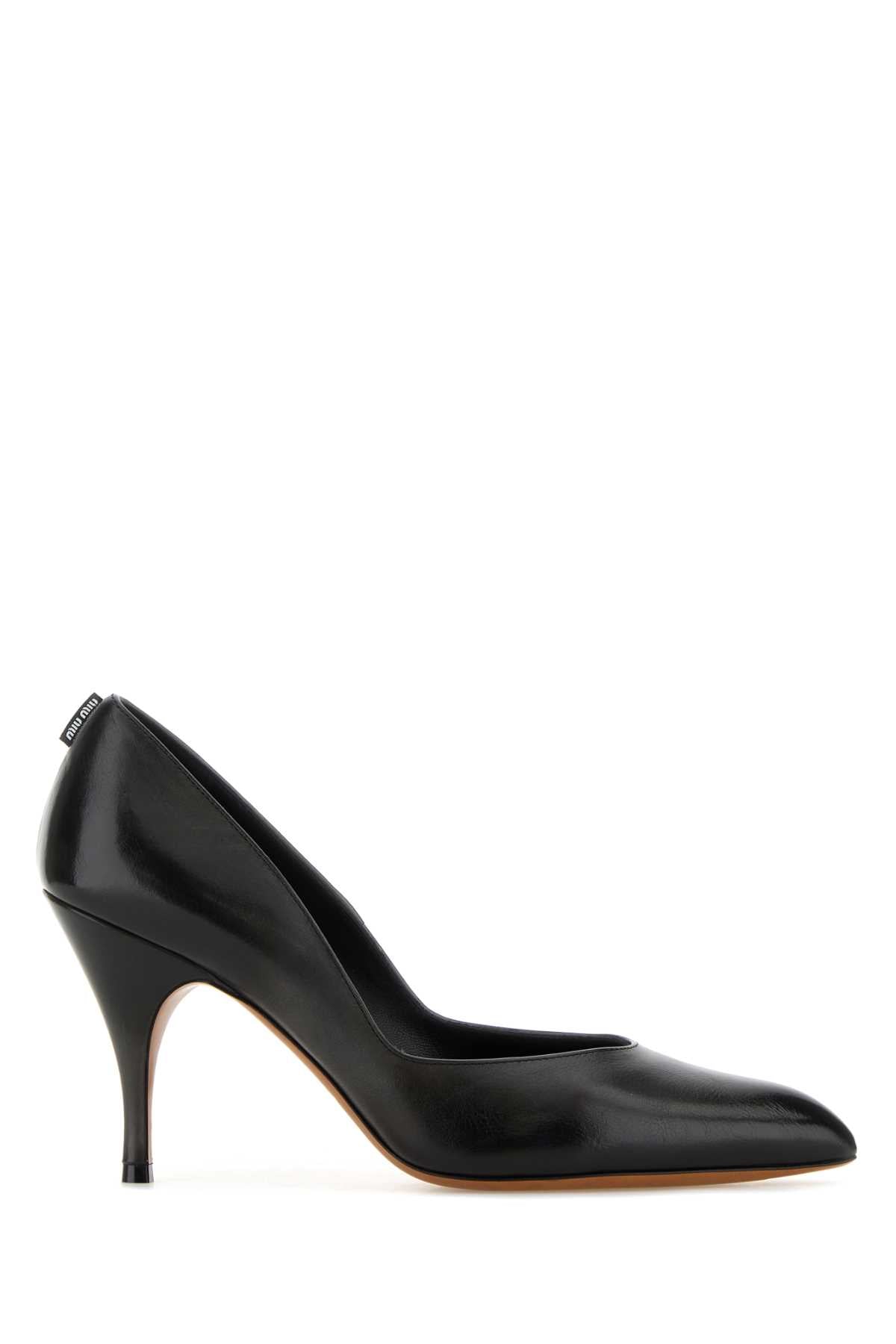Black Leather Pumps Nero Calfleather Scarpe Con Tacco