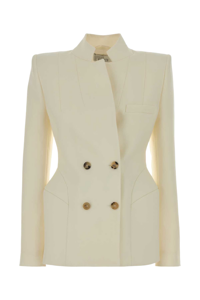 Ivory Wool Blazer White Giacche E Gilet