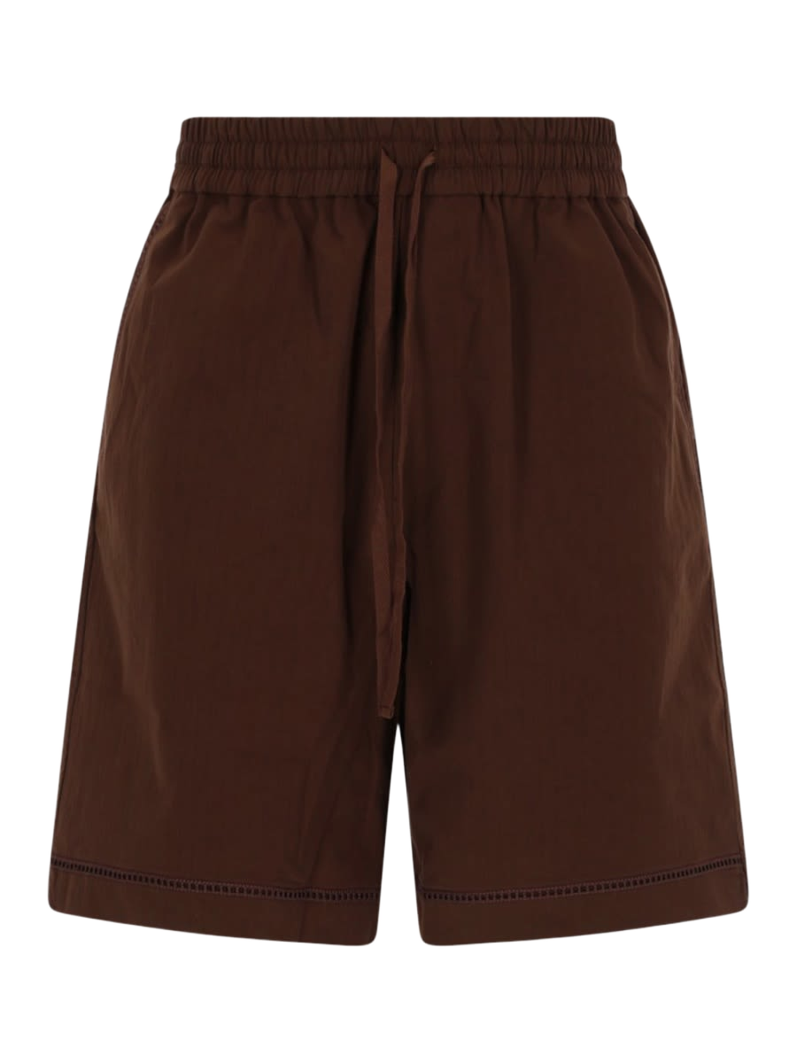 Jour Echelle Shorts Brown Cotton Polyester Elastane