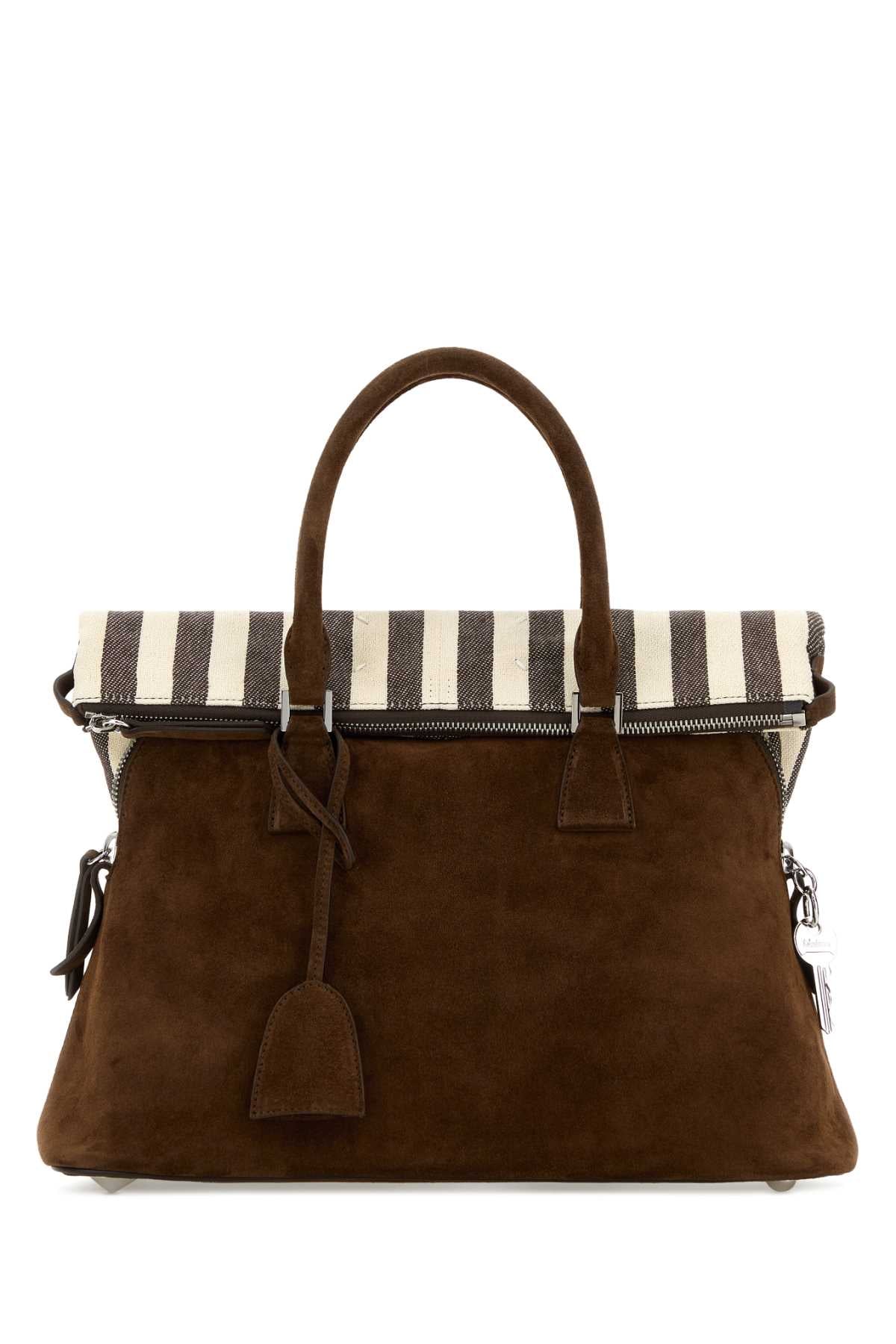 Brown Suede Medium 5ac Soft Handbag Rochesivorydarkbrown Borse A Mano