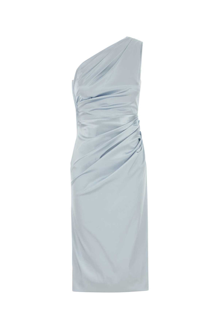Pastel Light Blue Stretch Satin Dress Polvere Abiti