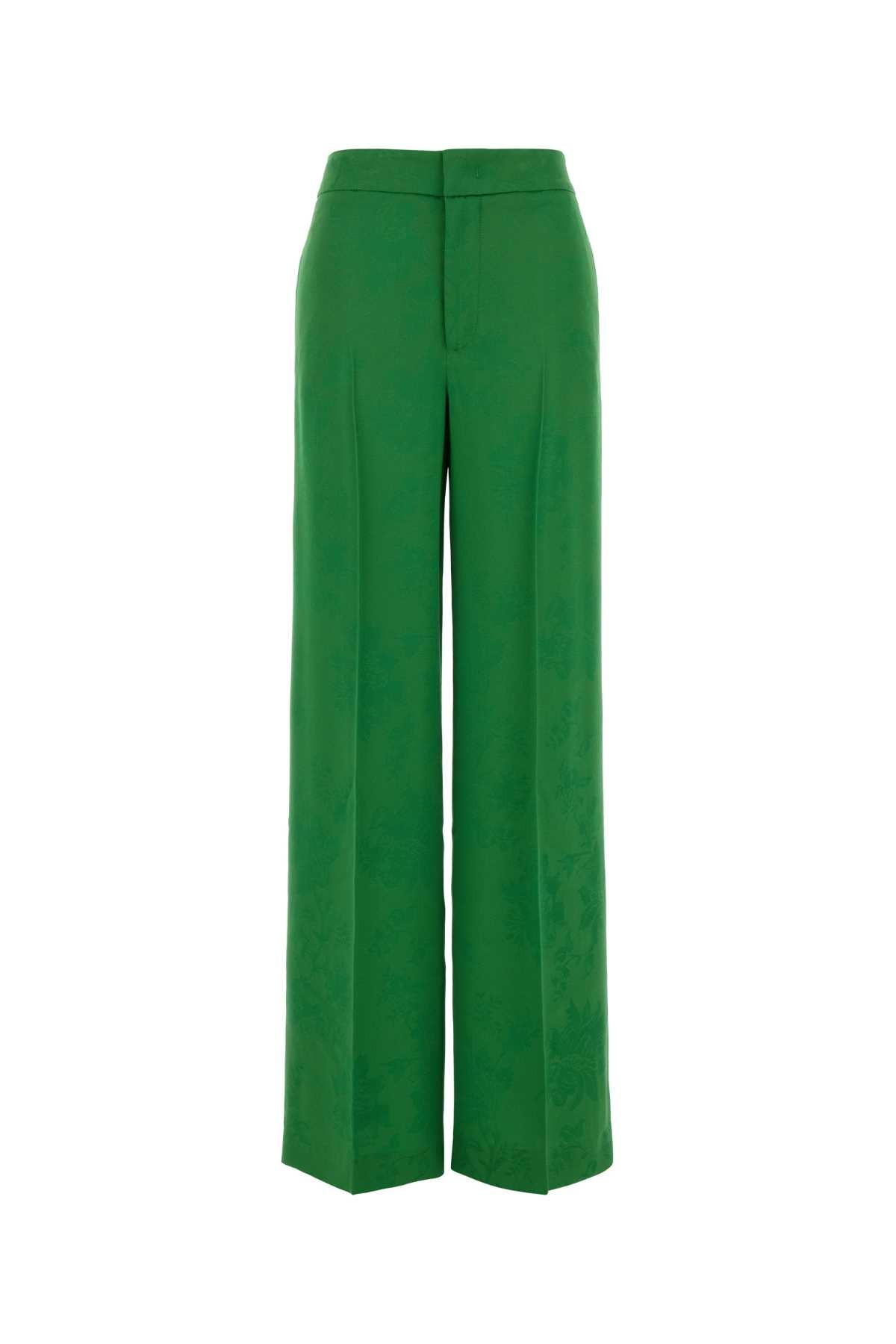Green Jacquard Wide-Leg Pant V0396 Acetato Viscosa Pantaloni