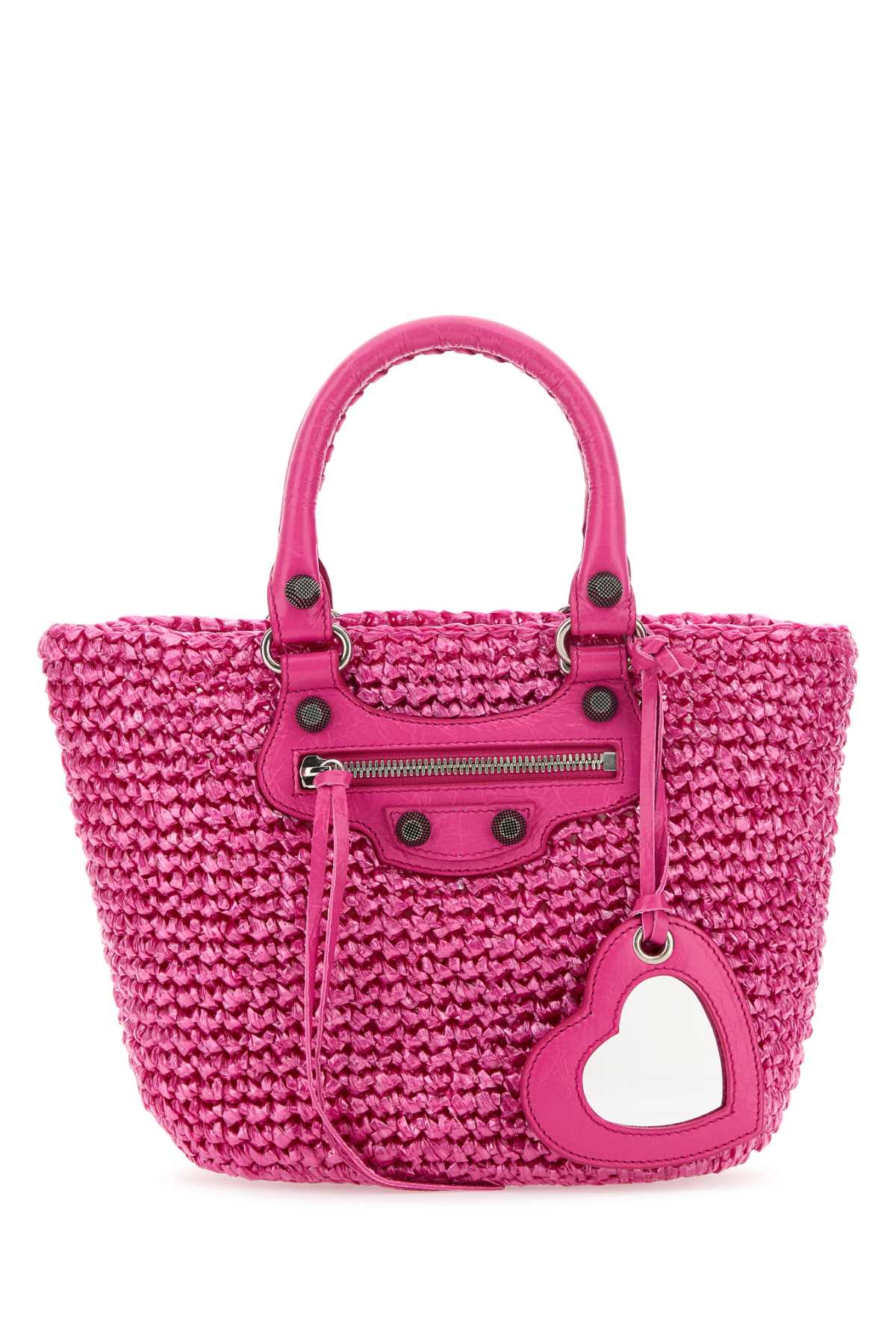 Fuchsia Raffia Small Le Cagole Panier Handbag Lightpink Borse A Mano