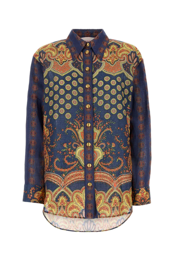 Printed Linen Shirt Indacomulticolor Exterior: Camicie