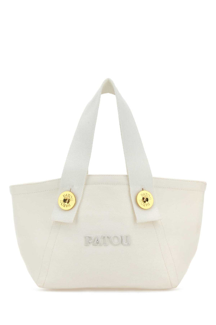 White Canvas Trapeze Handbag Borse A Mano