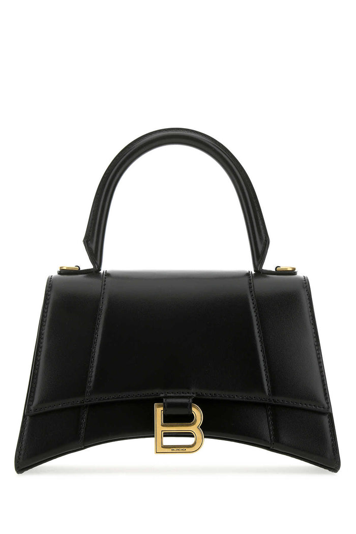 Black Leather Small Hourglass Handbag 1000 T Domesticated Calf Le Borse A Mano